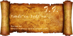 Takács Izóra névjegykártya